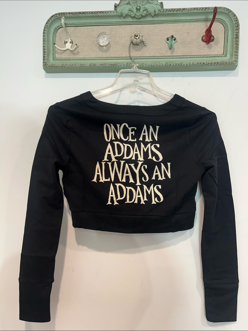 Killstar Wednesday once an Addams Always Black Cropped V-Neck Button Cardigan Sm